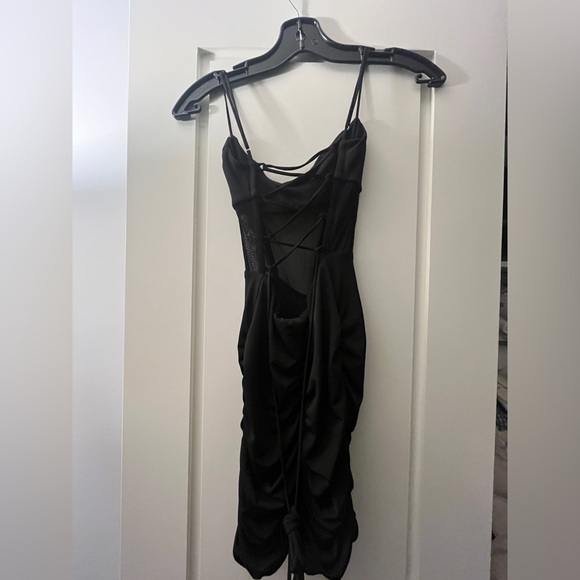 Lucy in the Sky Body Con Mesh Lace-Up Dress - Picture 2 of 2